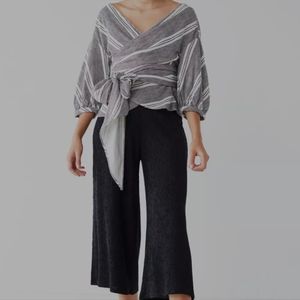 Urban outfitters oversized wrap linen blend top